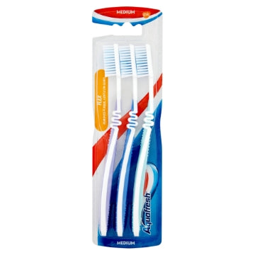 (12 x 3pk) AQUAFRESH TOOTHBRUSHES MEDIUM