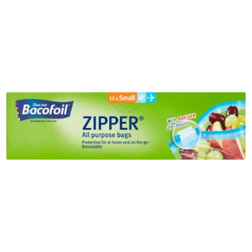 (12 x 15's) BACOFOIL FOOD ZIPPER BAGS 1L (200x150mm)