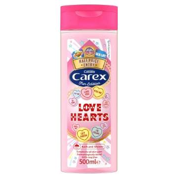 (6 x 500ml) CAREX SHOWER & BATH - LOVE HEARTS