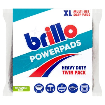 (24 x TWIN) BRILLO POWERPADS - HEAVY DUTY TWIN PACK