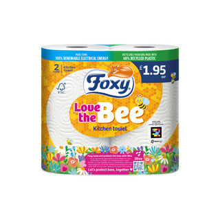 (2pk x 10) FOXY LOVE THE BEE KITCHEN ROLL 2ply pm£1.95