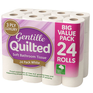 (24pk x 2) GENTILLE QUILTED 3PLY TOILET ROLL
