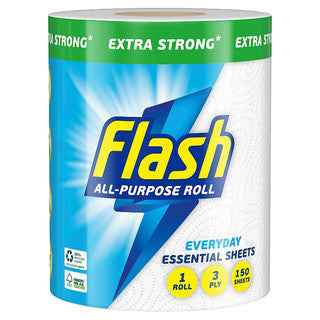(SINGLE x 12) FLASH ALL PURPOSE EVERYDAY TOWEL 3Ply 150sht^