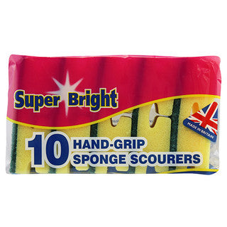(10pk x 12) SUPERBRIGHT - SPONGE SCOURERS HAND GRIP 10pk