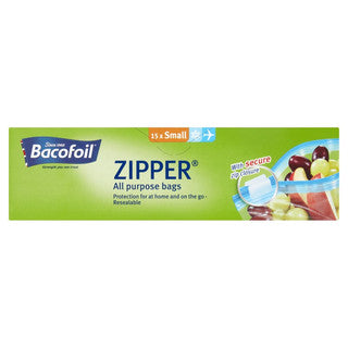 (15's x 12) BACOFOIL FOOD ZIPPER BAGS 1L (200x150mm) CO:PL