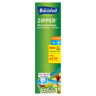 (12's x 8) BACOFOIL FOOD ZIPPER BAGS 1L(200x150mm)p2.19 CO:PL