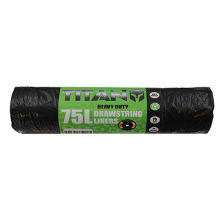 (10's x 20) TITAN HEAVY DUTY DRAWSTRING LINER Blk 75L CO:TR