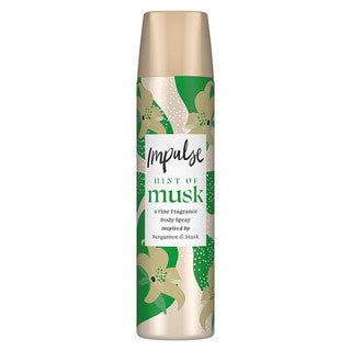 (75ml x 6) IMPULSE BODY SPRAY - HINT OF MUSK (c)