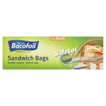 (12 x 25's) BACOFOIL SANDWICH BAGS SAFELOC (170x200mm)