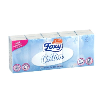 (16 x 10pk) FOXY COTTON POCKET TISSUES 4ply 10fill