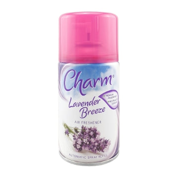 (6 x 250ml) CHARM SPRAY REFILL AIR FRESHENER - LAVENDER BREEZE