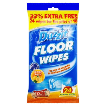 (12 x 24pk) DUZZIT FLOOR WIPES 24PK (33% Ex.Free)