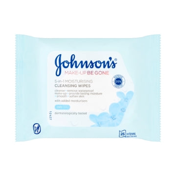 (6 x 25's) JOHNSONS MAKE UP BE GONE MOISTURISING WIPES
