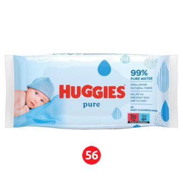 (10 x 56's) HUGGIES BABY WIPES PURE 99% WATER
