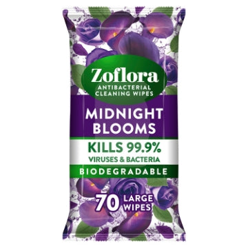 (6 x 70's) ZOFLORA ANTI BAC CLEANING WIPES - MIDNIGHT BLOOM