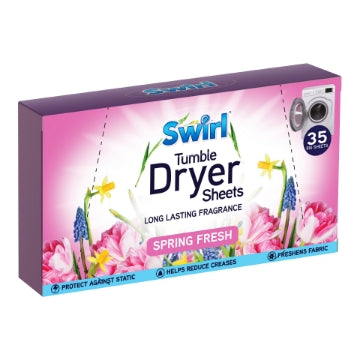 (20 x 35's) SWIRL TUMBLE DRYER SHEETS - SPRING FRESH