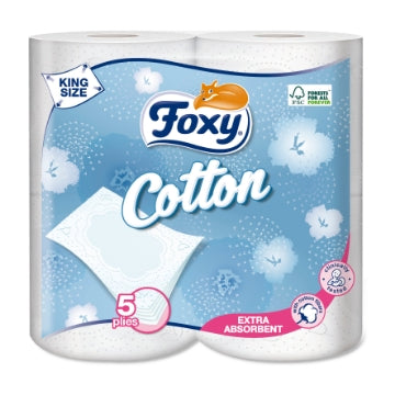 (10 x 4pk) FOXY COTTON TOILET ROLL 5ply 120Sht