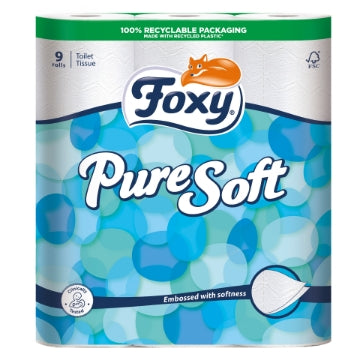 (5 x 9pk) FOXY PURE SOFT TOILET ROLL 9pk 190Sht