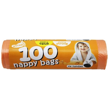 (24 x 100's) ASTRO NAPPY BAGS - TIE HANDLES