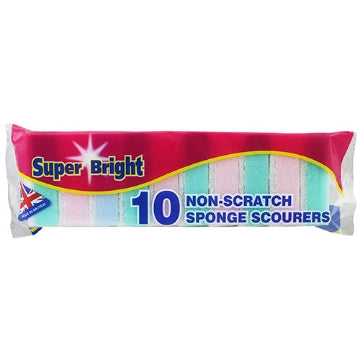 (10 x 10pk) SUPERBRIGHT - SPONGE SCOURERS NON-SCRATCH