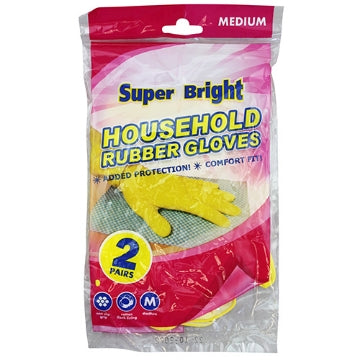 (10 x 2pk) SUPERBRIGHT - RUBBER GLOVES 2 PAIR (M)