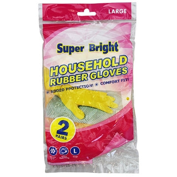 (10 x 2pk) SUPERBRIGHT - RUBBER GLOVES 2 PAIR (L)