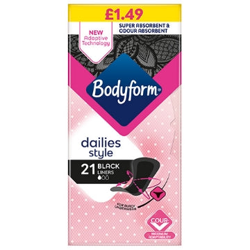 (10 x 21 pads) BODYFORM DAILIES STYLE BLACK LINERS