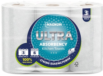 (4 x 3pk) MAGNUM ULTRA - DOUBLE KITCHEN TOWEL (3r=6r) 3ply
