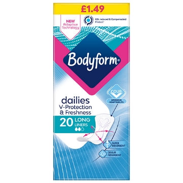 (10 x 20 pads) BODYFORM DAILIES V-PROTECTION LONG LINERS