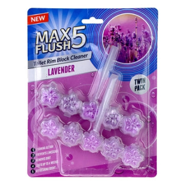(12 x 2x45g) MAX FLUSH 5 RIM BLOCK - LAVENDER TWIN
