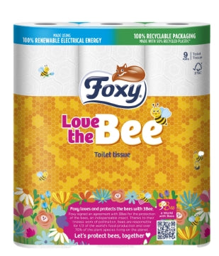 (5 x 9pk) FOXY LOVE THE BEE - TOILET ROLL 2ply