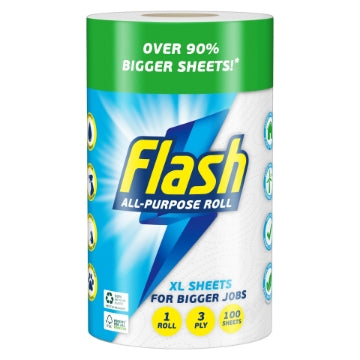 (12 x SINGLE) FLASH ALL PURPOSE XL TOWEL 3ply 100sht