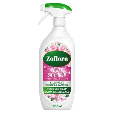 (8 x 800ml) ZOFLORA POWER BATHROOM CLEANER - FREESIA & JASMINE