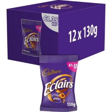 (12 x 130g) CADBURY - CHOCOLATE ECLAIRS sweets