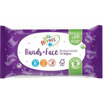 (24 x 15's) LITTLE HEROES HANDS & FACE BIOD WIPES(LHHF)
