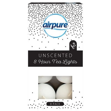(24 x 8's) AIRPURE - 8 HOUR TEALIGHTS UNSCENTED