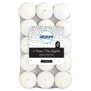 (24 x 15's) AIRPURE - 4 HOUR TEALIGHTS UNSCENTED