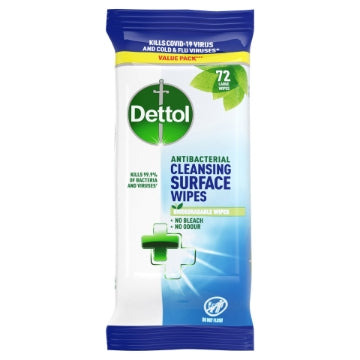 (5 x 72's) DETTOL ANTI-BACTERIAL BIO SURFACE WIPES 72