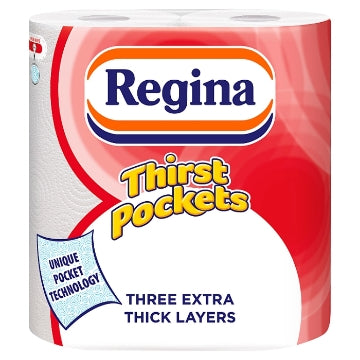 (10 x TWIN) REGINA THIRST POCKETS 3ply KITCHEN ROLL 50sht
