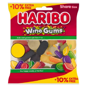 (12 x 154g) HARIBO WINE GUMS 10% Ex Free