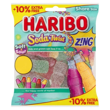 (12 x 176g) HARIBO SODA TWIST ZING 10% Ex Free
