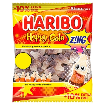 (12 x 154g) HARIBO HAPPY COLA ZING 10% Ex Free