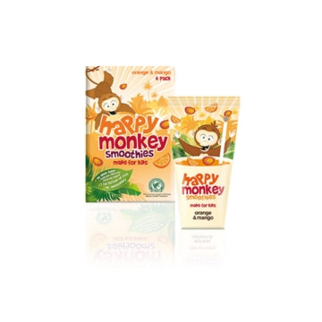(6 x 180ml) HAPPY MONKEY SMOOTHIES ORANGE MANGO 4pk