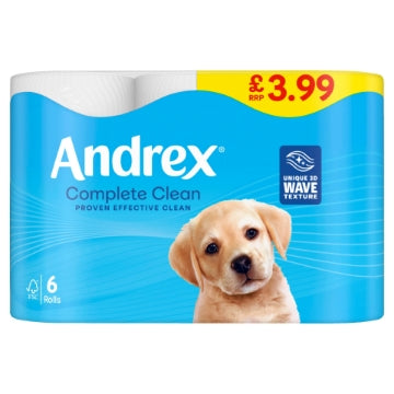 (4 x 6pk) ANDREX TOILET ROLL COMP CLEAN 190sht