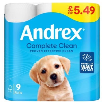 (4 x 9pk) ANDREX TOILET ROLL COMP CLEAN 190sht