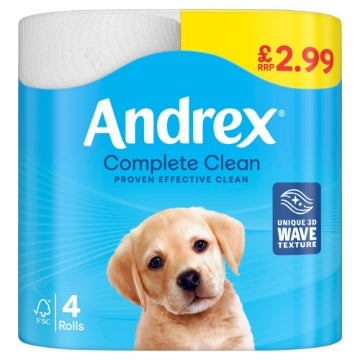 (6 x 4pk) ANDREX TOILET ROLL COMP CLEAN 190sht
