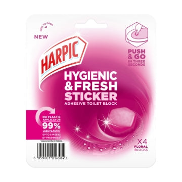 (6 x 4x12g) HARPIC HYGENIC STICKER FLORAL- TOILET BLOCK