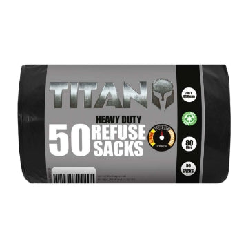 (8 x 50's) TITAN HEAVY DUTY BIN BAG/REFUSE 80L (RB3)
