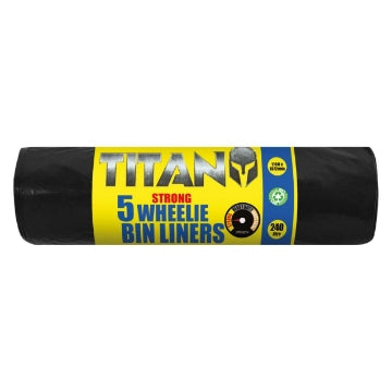 (30 x 5's) TITAN WHEELIE BIN LINER 240L (RB7)