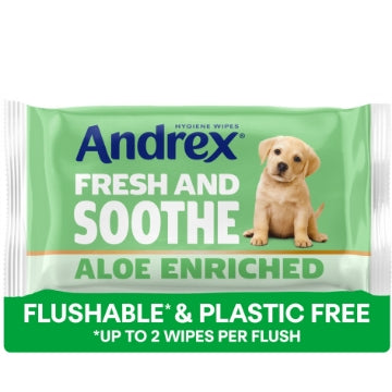 (12 x 36's) ANDREX HYGIENE WIPES - FRESH AND SOOTHE ALOE